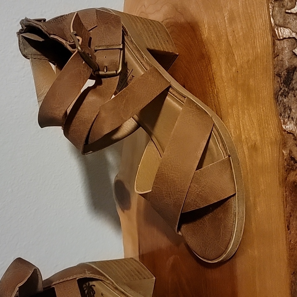 Jellypop brown block heel sandals